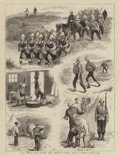 De Zoeloe-oorlog, met de Eenentwintigste, Royal Scots Fusiliers door William Ralston